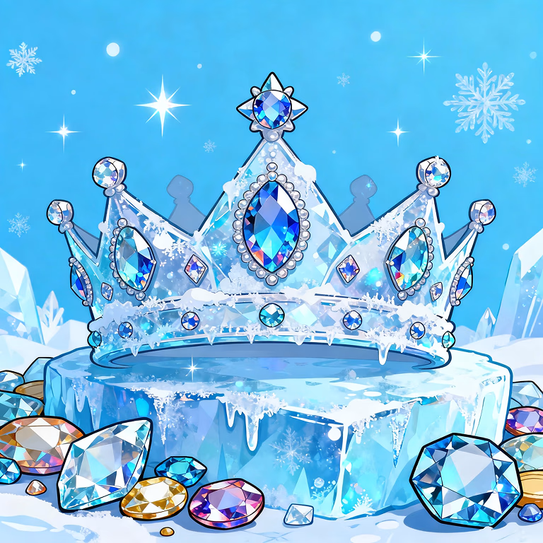 Magneticslot royal crown made of ice and gemstones symbolizing VIP rewards and exclusive bonuses.
