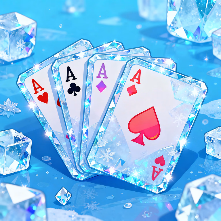 Magneticslot casino frozen aces artwork representing luxury card games and icy theme.